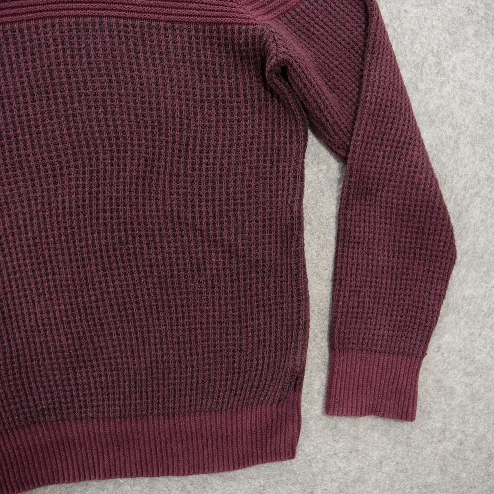 Express Sweater Mens Large Purple Waffle Knit Pullover Crew Long Sleeve Cotton